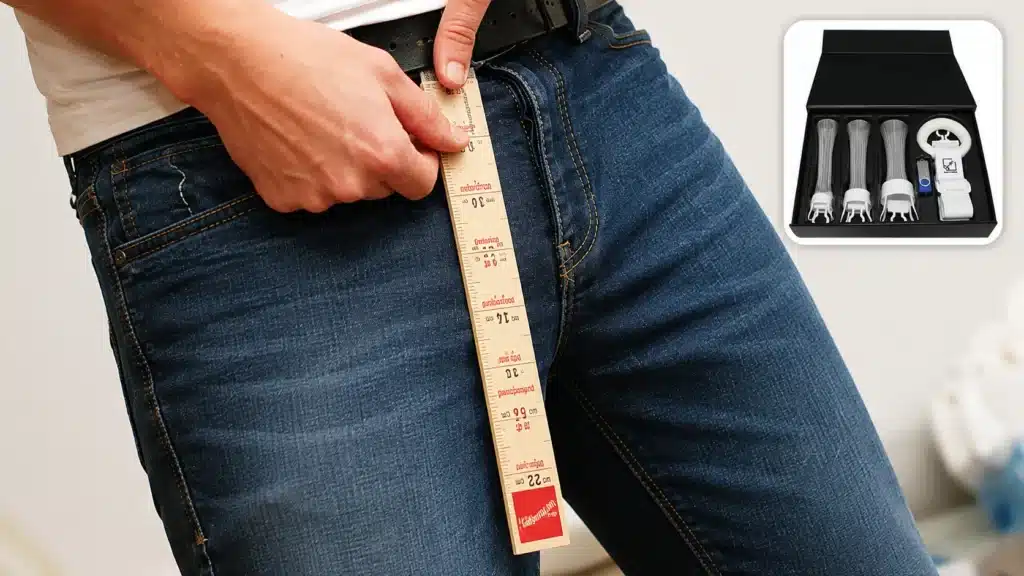 Penisverlängerung ohne OP mit Penis-Extender und Messung der Penislänge