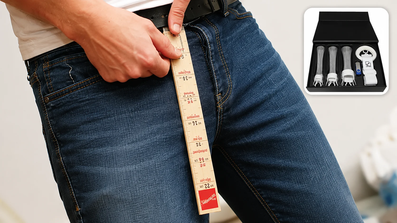 Penisverlängerung ohne OP mit Penis-Extender und Messung der Penislänge