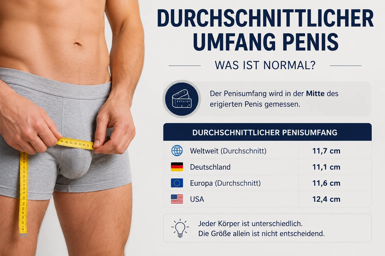 Durchschnittlicher Penisumfang messen mit Maßband – was ist normal