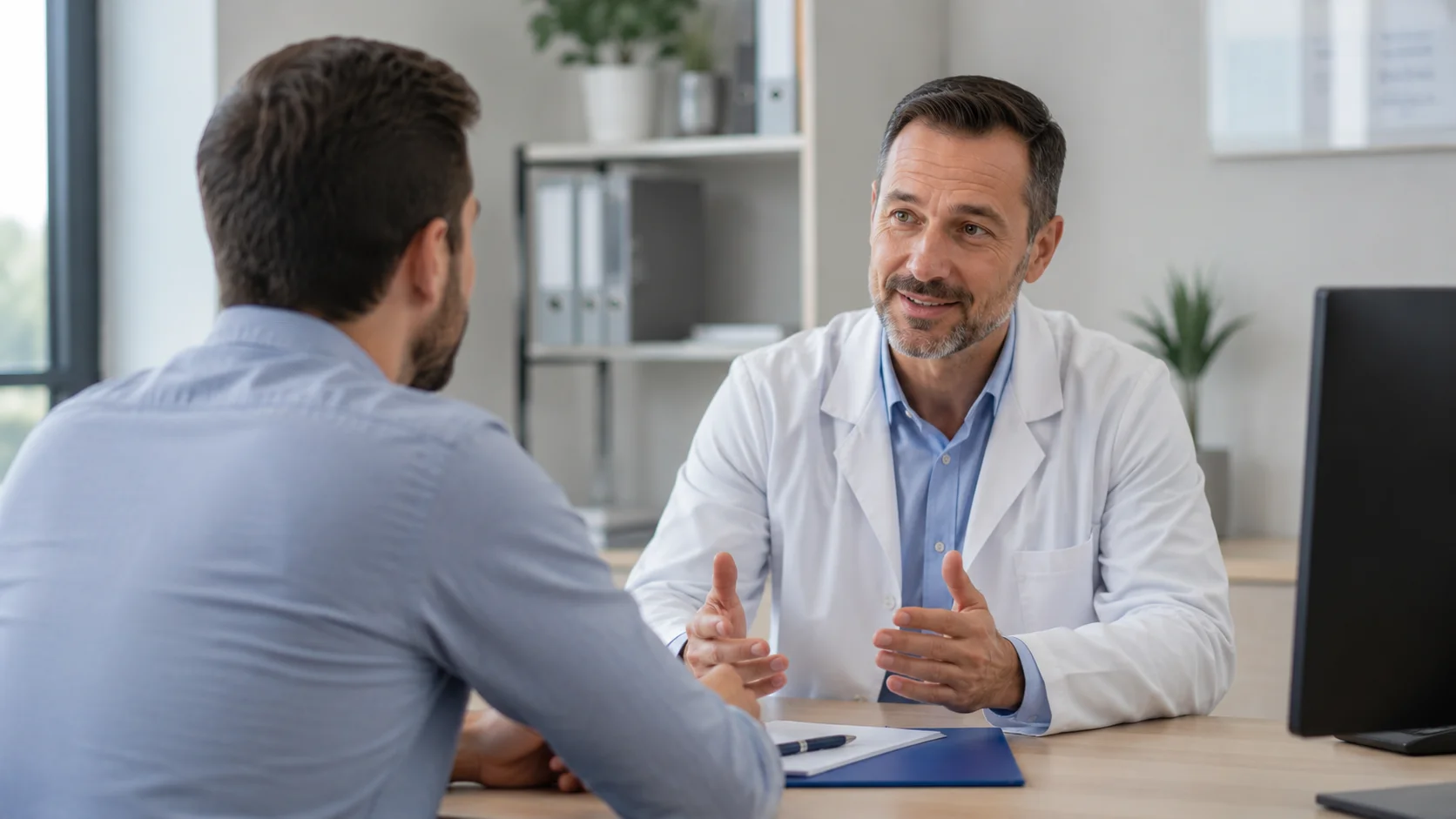 Urologe berät Patienten zur penisgrösse mann