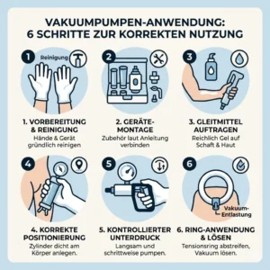 Richtige Anwendung Penispumpe in 6 Schritten – Infografik
