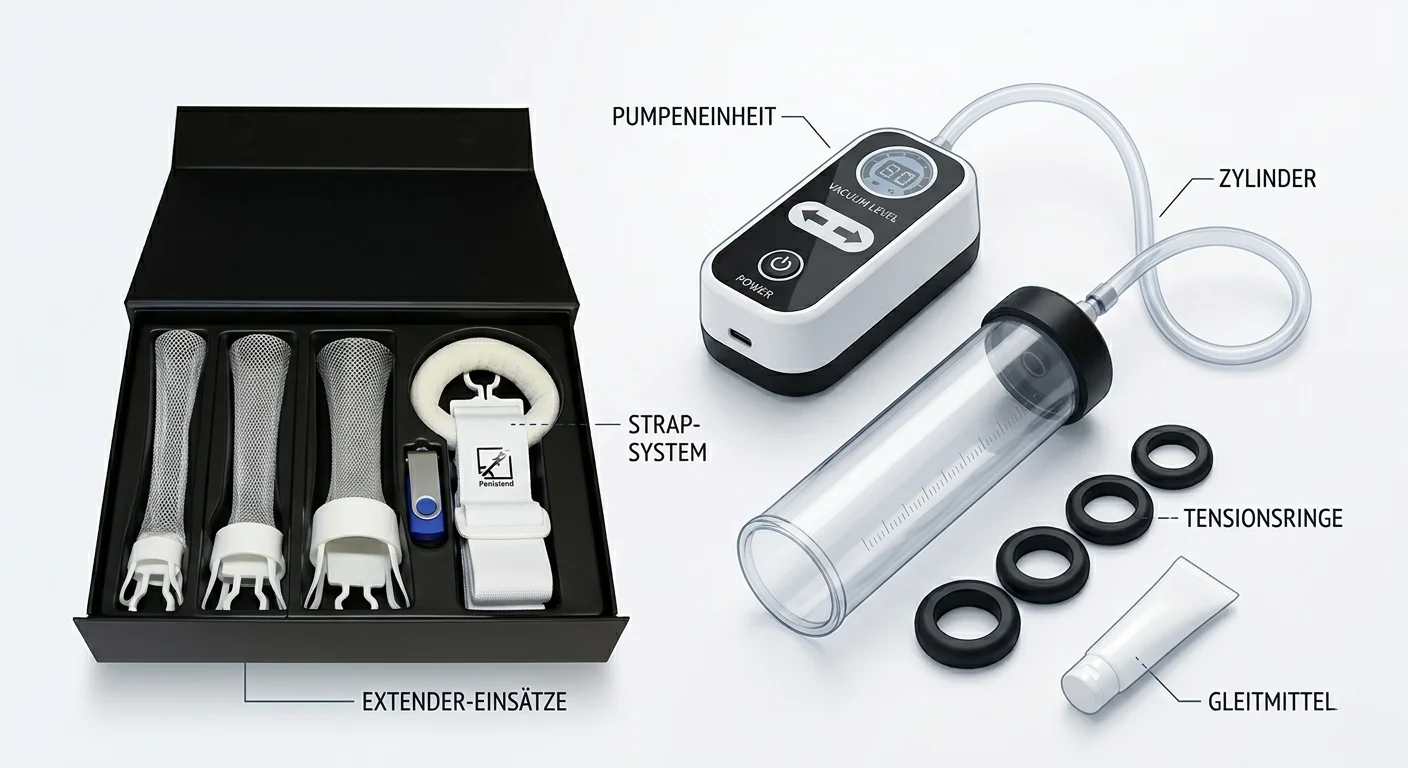 Right application penis pump – vacuum erection aid in professional product representation
