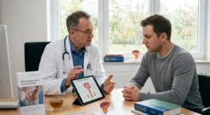Urologe im Beratungsgespräch mit einem Patienten