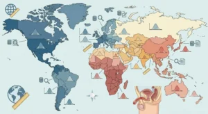 Infografik zu regionalen Durchschnittswerten der Penislänge weltweit" Bildunterschrift: „Regionale Unterschiede laut gepoolten Studien
