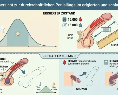 Grafische Übersicht zur durchschnittlichen penislänge im durchschnitt und schlaffen Zustand